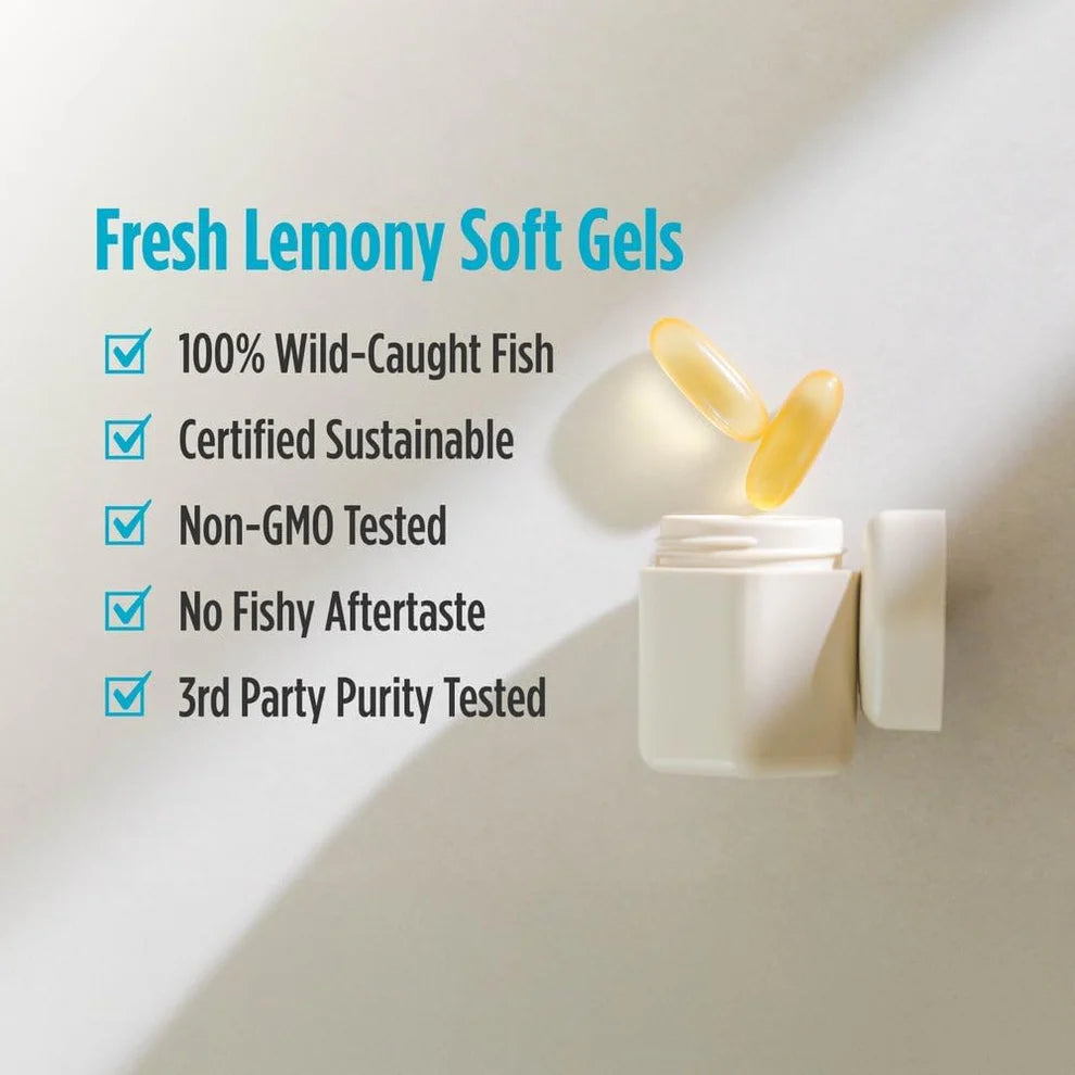 Nordic Naturals Ultimate Omega – Lemon Flavor High-Potency Fish Oil (120 Soft Gels)