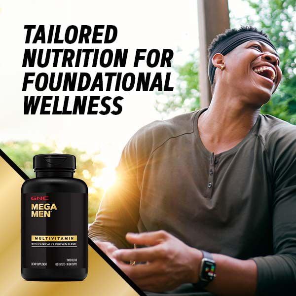 GNC Mega Men Multivitamin – Immune, Energy & Antioxidant Support (180 Caplets, 90-Day Supply)