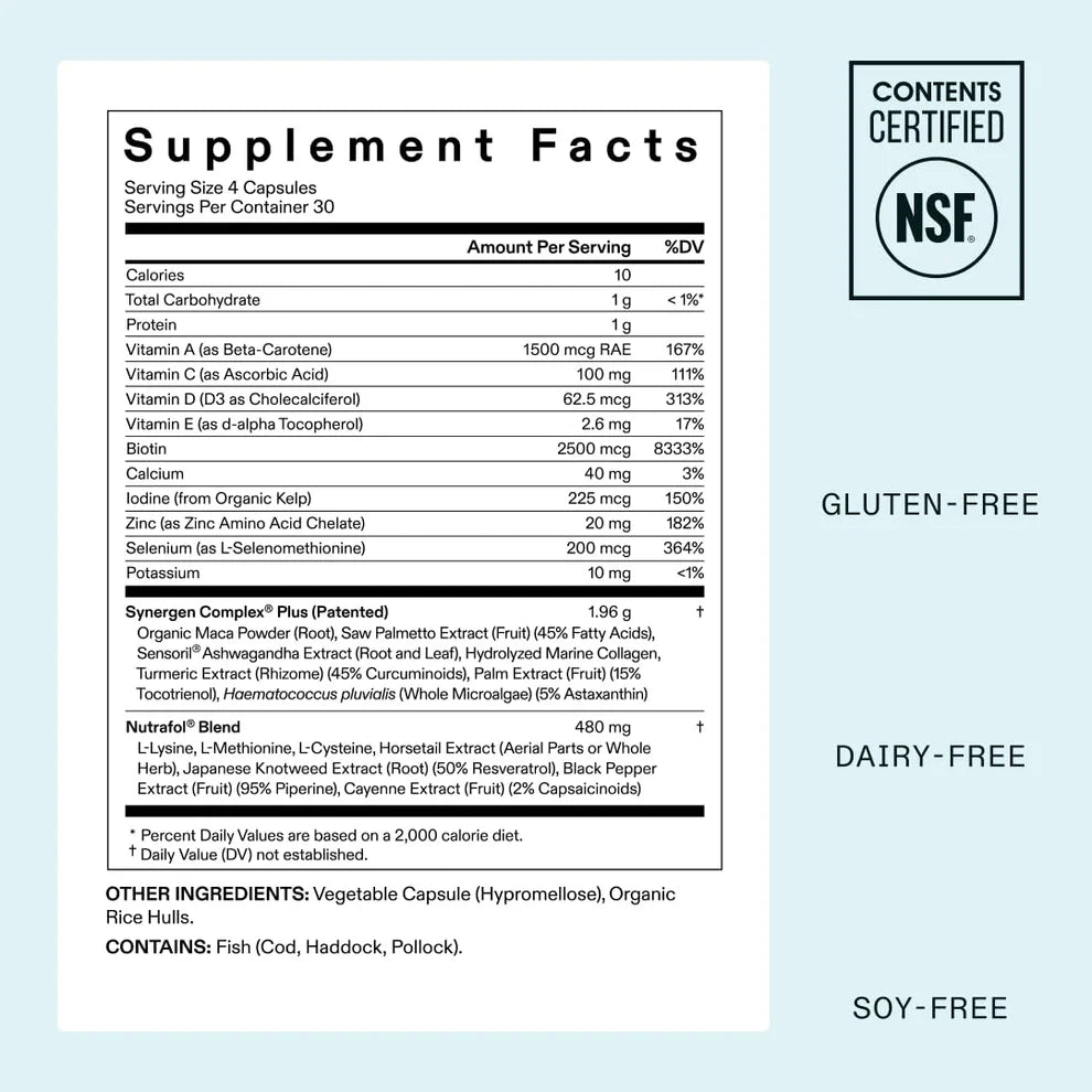 Nutrafol Women’s Balance Hair Growth Supplement – 120 Capsules | Ages 45+ | 1-Month Supply