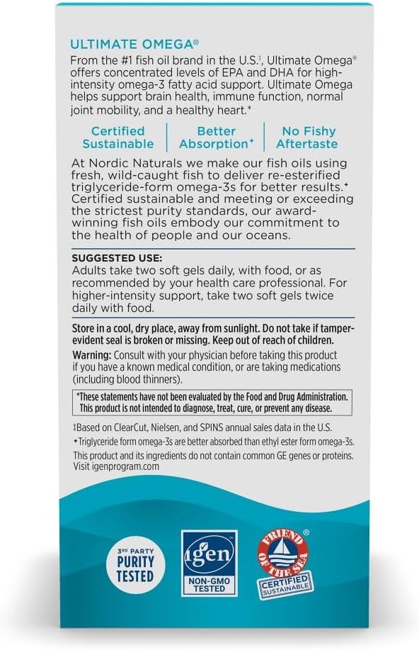 Nordic Naturals Ultimate Omega – Lemon Flavor High-Potency Fish Oil (120 Soft Gels)