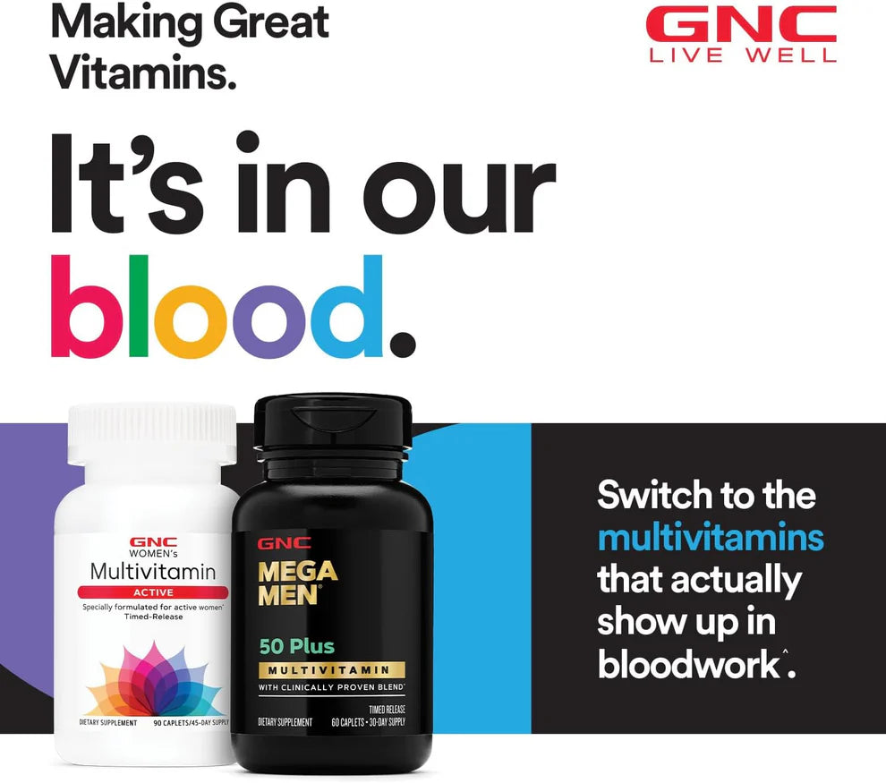 GNC Mega Men Multivitamin – Immune, Energy & Antioxidant Support (180 Caplets, 90-Day Supply)