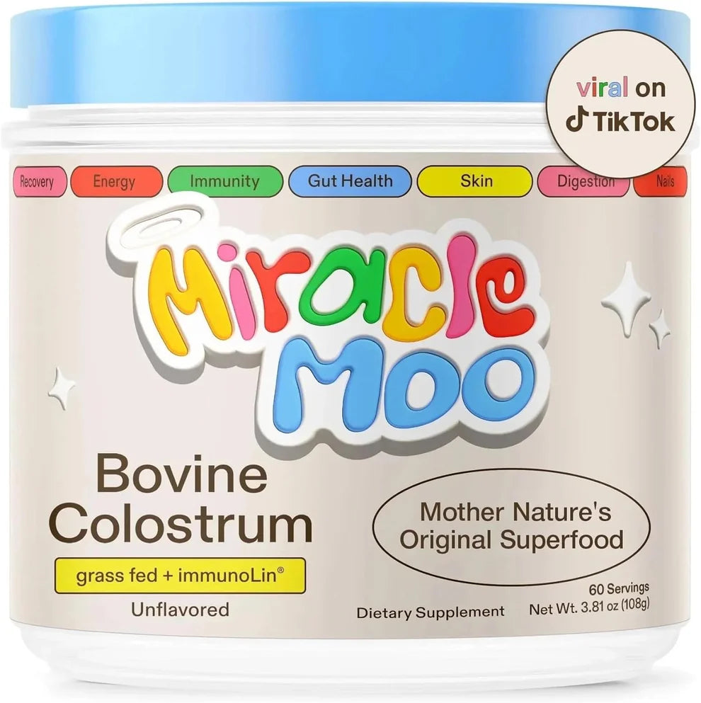 Miracle Moo Colostrum – Gut, Hair & Immune Support (60 Servings, Unflavored)