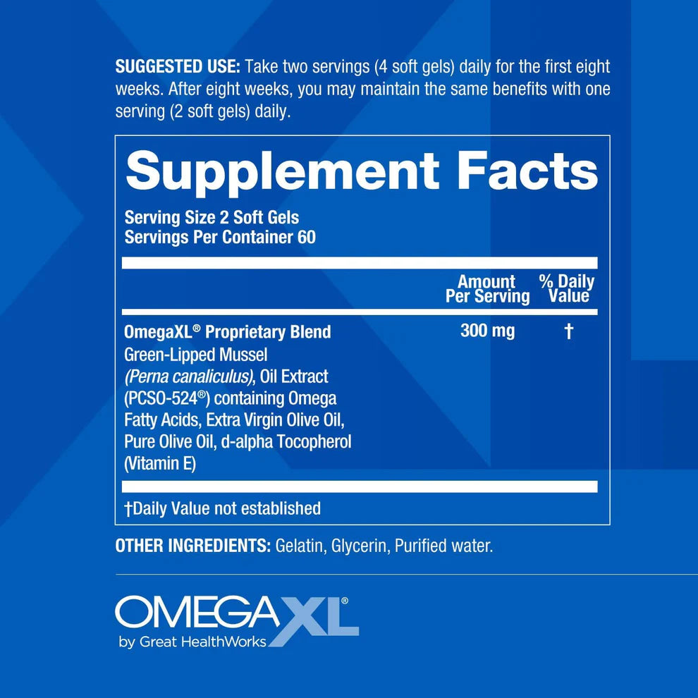 OmegaXL Joint Support – 120 Softgels (Green-Lipped Mussel Oil)