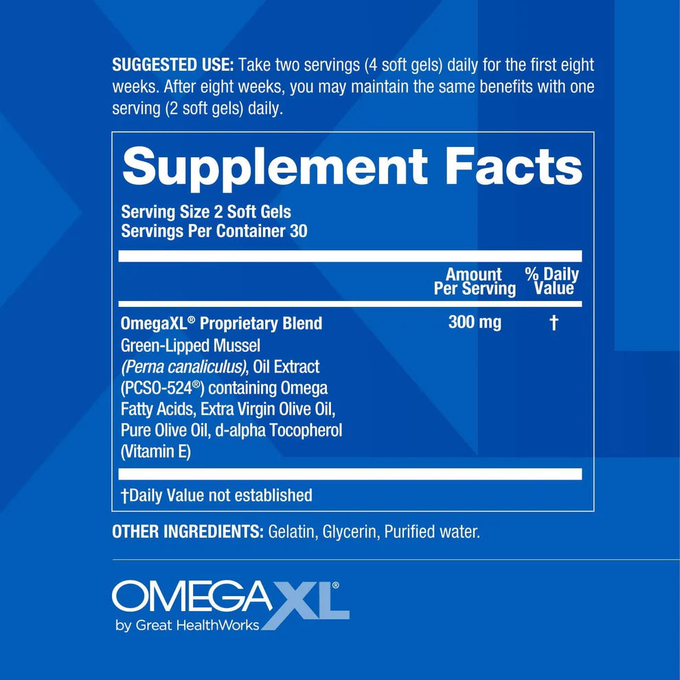 OmegaXL Joint Support – 60 Softgels (Green-Lipped Mussel Oil)