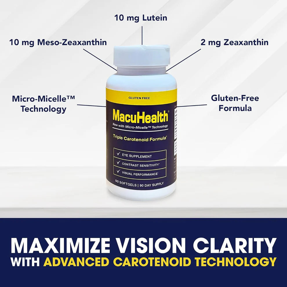 MacuHealth Triple Carotenoid Formula – Eye Vitamins for Adults (90 Softgels, 3-Month Supply)