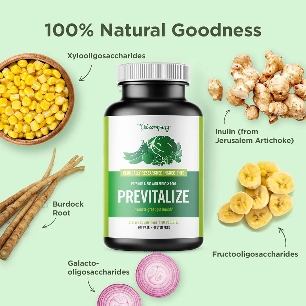 BB Company Previtalize – Prebiotics for Women, Gut & Digestive Health Support (60 Capsules)