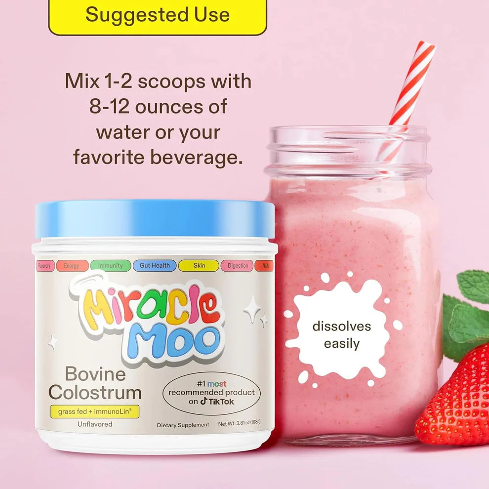 Miracle Moo Colostrum – Gut, Hair & Immune Support (60 Servings, Unflavored)