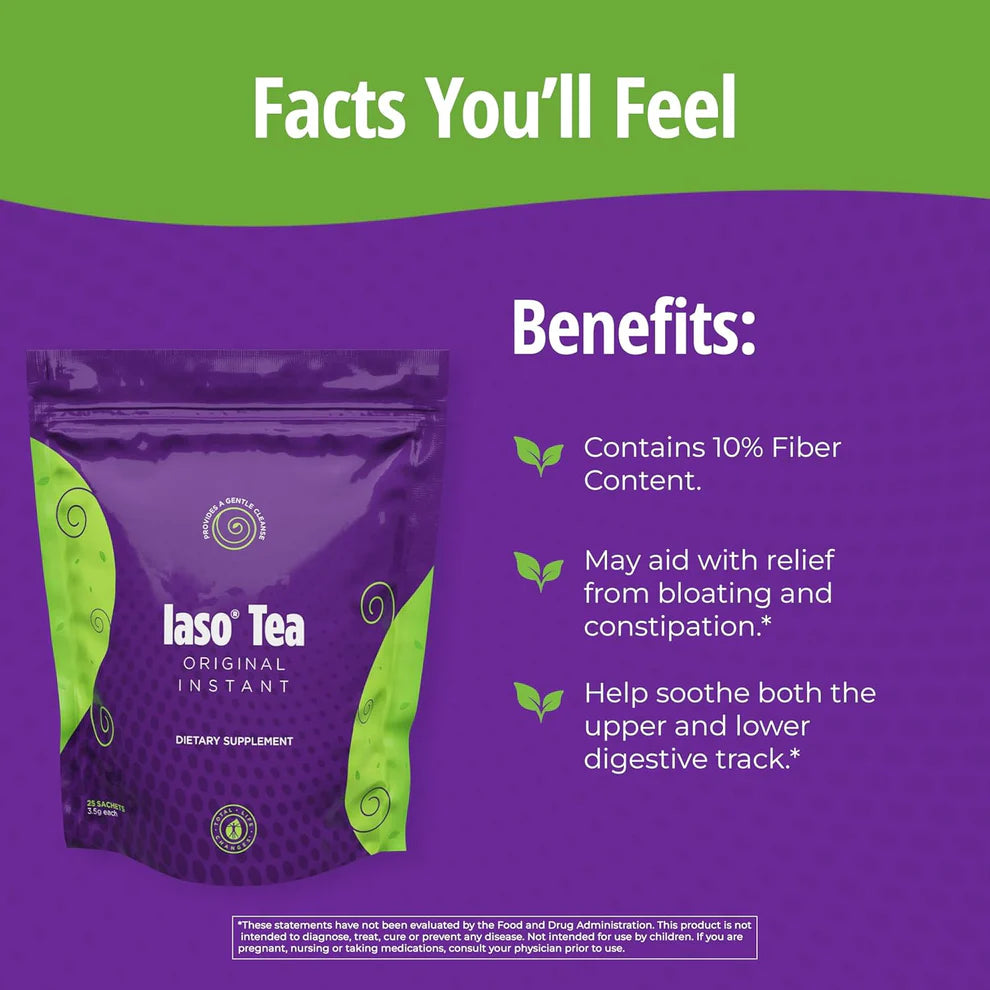 Iaso Instant Detox Tea (Original) – Gentle Cleansing & Refreshing Blend, 25 Sachets