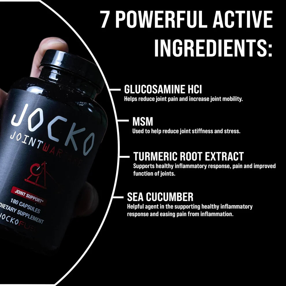 Jocko Fuel Joint Support – 180 Capsules | Glucosamine, MSM, Turmeric & Boswellia for Joint Health & Flexibility