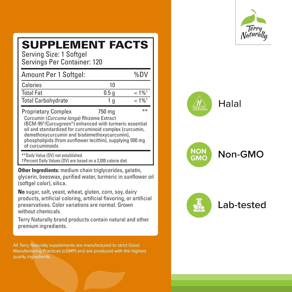 Terry Naturally CuraMed 750 mg – 120 Softgels (High-Potency Curcumin)