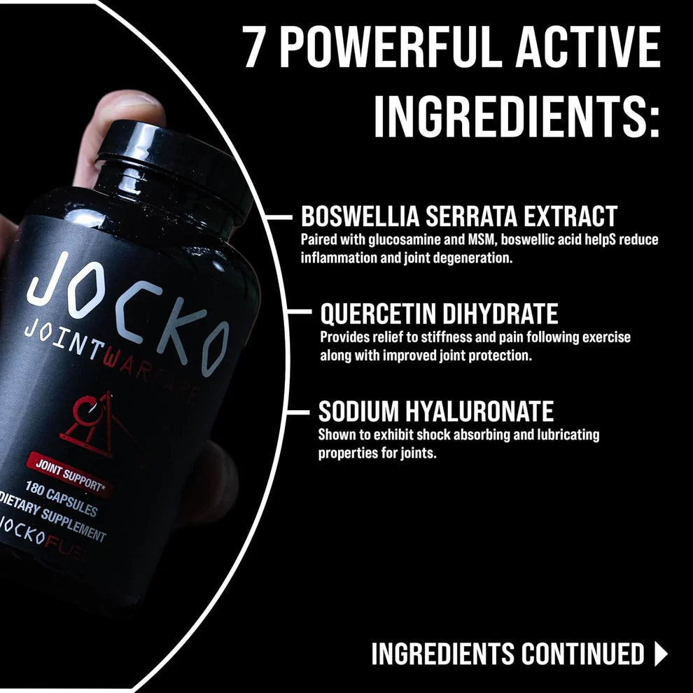 Jocko Fuel Joint Support – 180 Capsules | Glucosamine, MSM, Turmeric & Boswellia for Joint Health & Flexibility