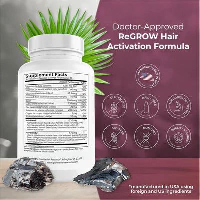 PureHealth Research ReGrow – Hair Supplement with Saw Palmetto (120 Capsules)