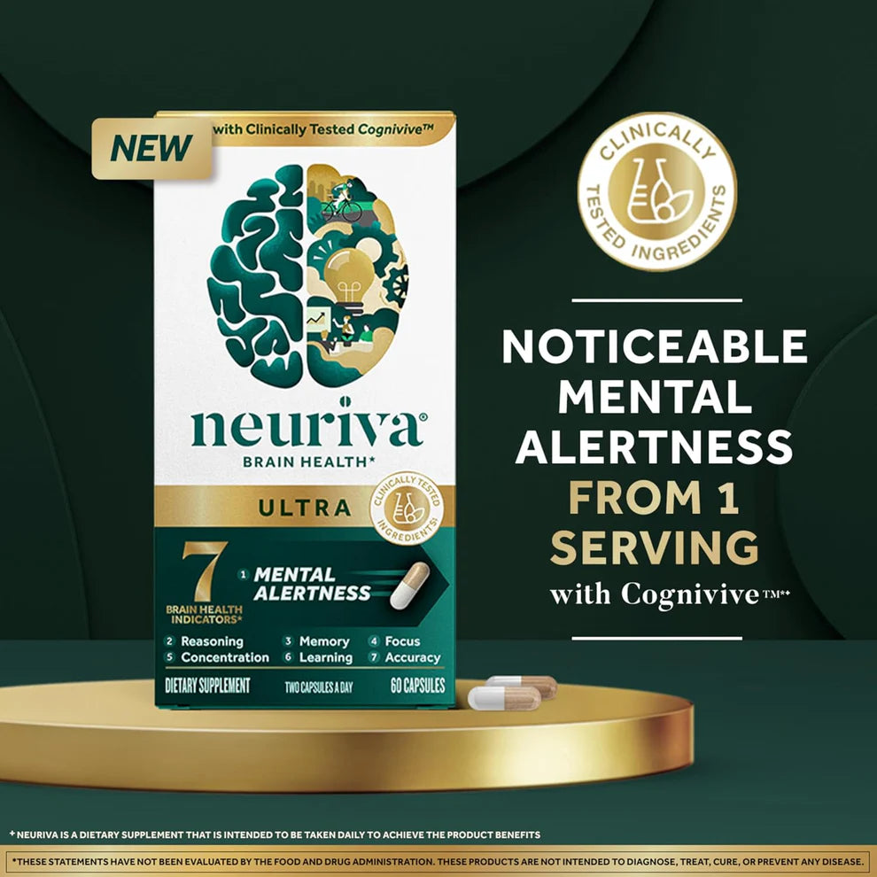 Neuriva Ultra Decaffeinated Brain Supplement – Memory, Focus & Mental Alertness Support (60 Capsules)