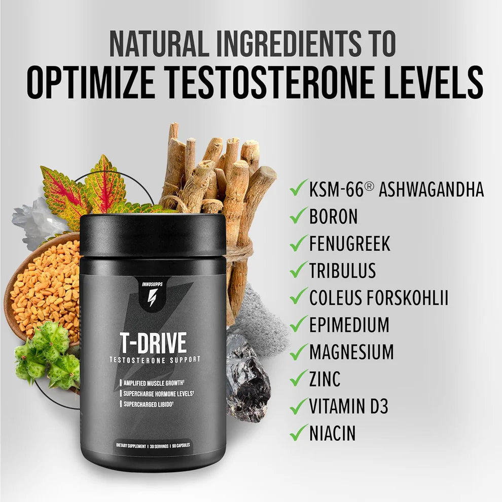 InnoSupps T-Drive – Natural Testosterone Booster (90 Capsules)