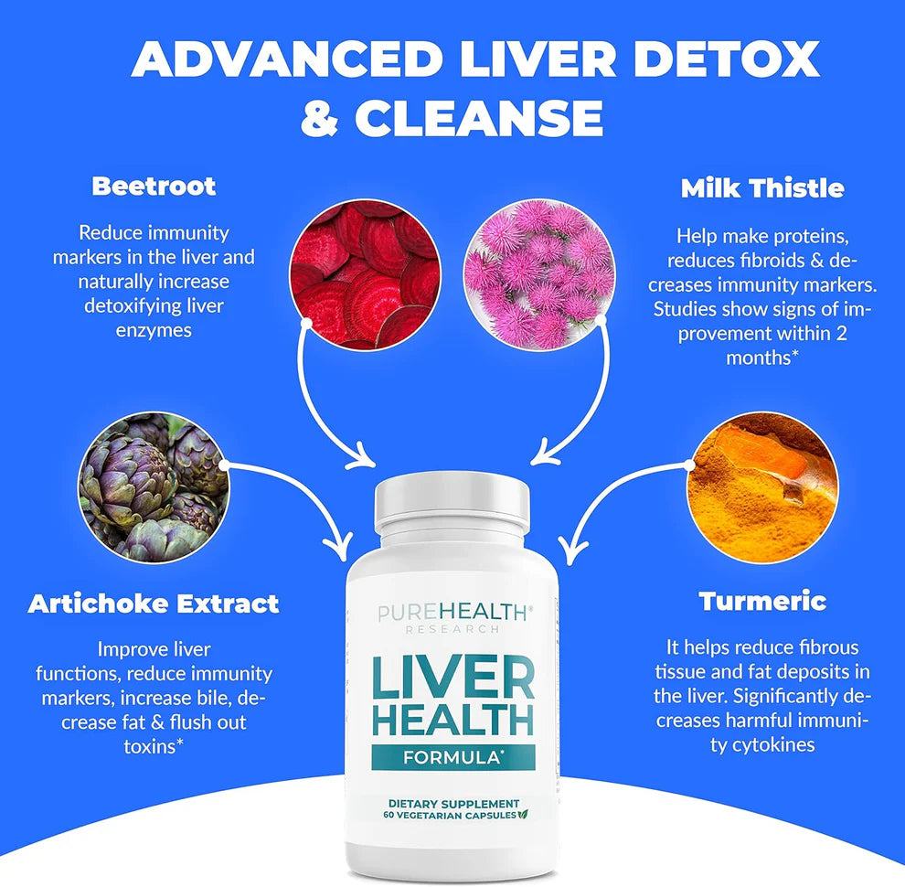 PureHealth Research Liver Health – Detox & Repair with 11 Natural Nutrients (60 Capsules)