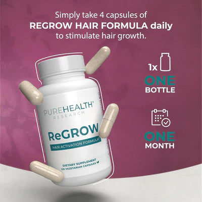 PureHealth Research ReGrow – Hair Supplement with Saw Palmetto (120 Capsules)