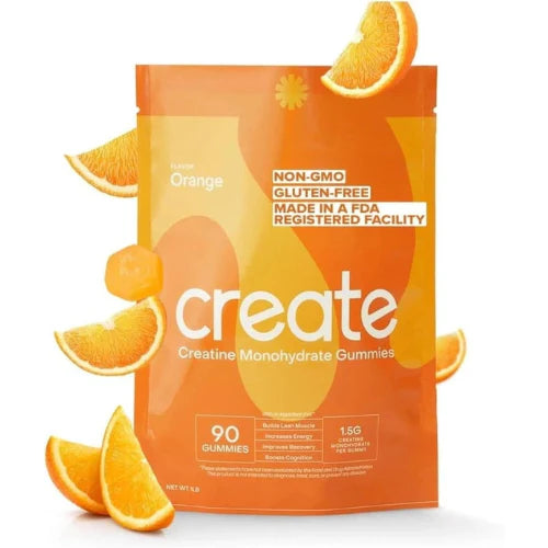 Create Creatine Monohydrate Gummies – Boost Strength & Endurance (90 ct / 1.5g per Gummy, Orange Flavor)