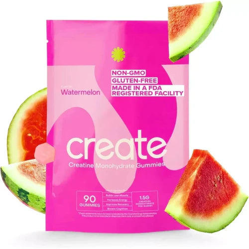 Create Creatine Monohydrate Gummies – Watermelon Flavor, Boost Strength & Endurance (90 ct / 1.5g per Gummy)