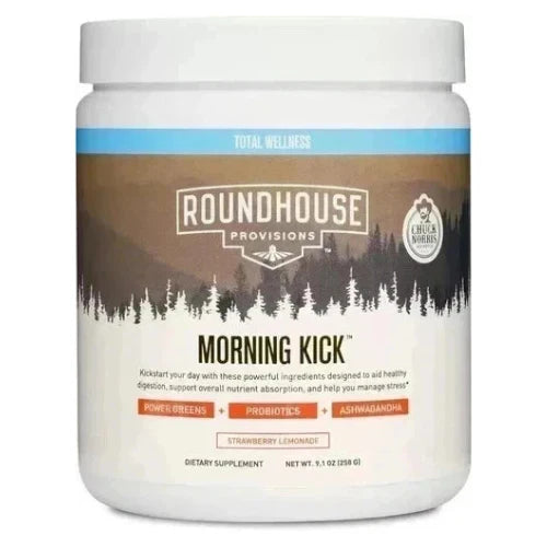 Roundhouse Provisions Morning Kick Superfood Powder – Greens with Ashwagandha, Collagen & Probiotics (9.1 oz)