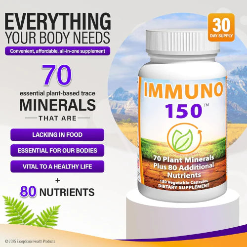 Immuno 150 – Immune Support with 150 Nutrients, 70 Plant Minerals & 13 Vitamins – 150 Veggie Capsules