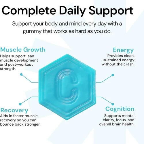 Create Creatine Monohydrate Gummies – Blue Raspberry Flavor, Boost Strength & Endurance (90 ct / 1.5g per Gummy)